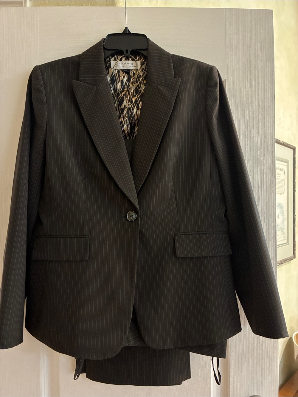 Tahari Black Pinstripe Blazer
